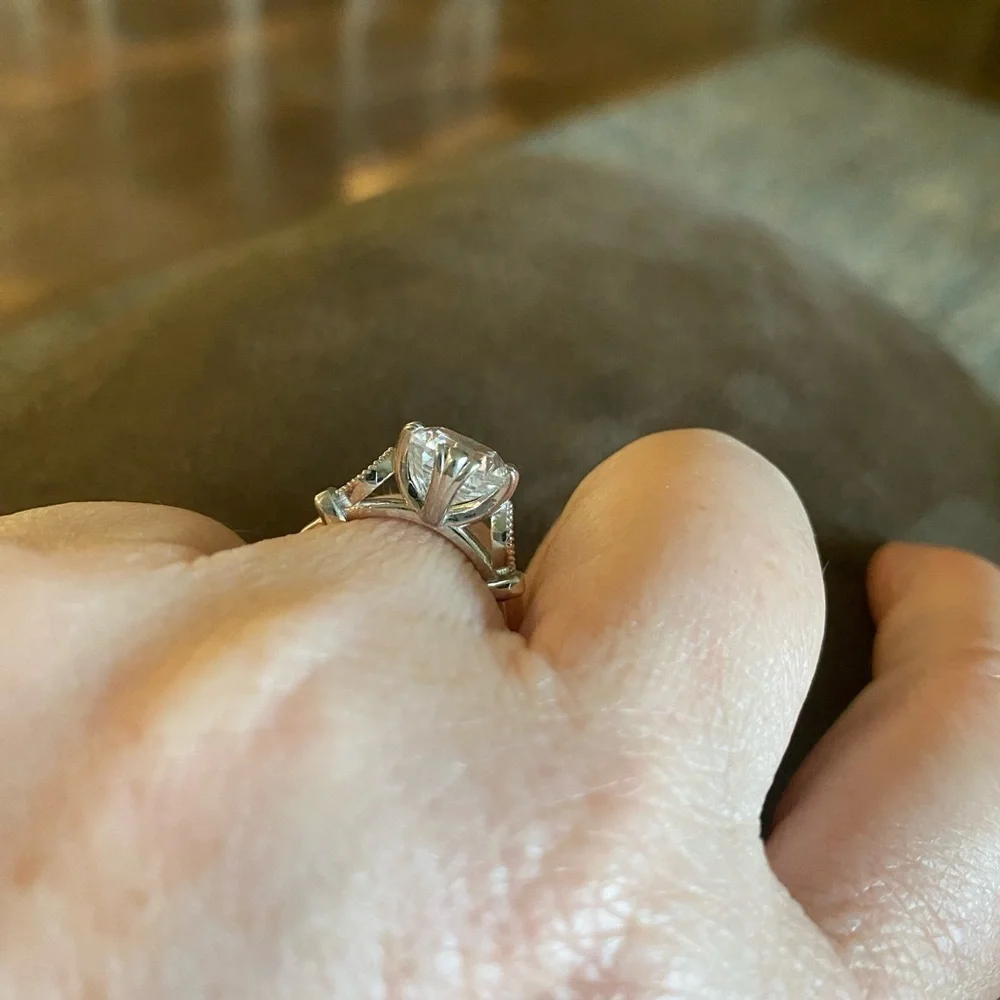 White gold white sapphire ring